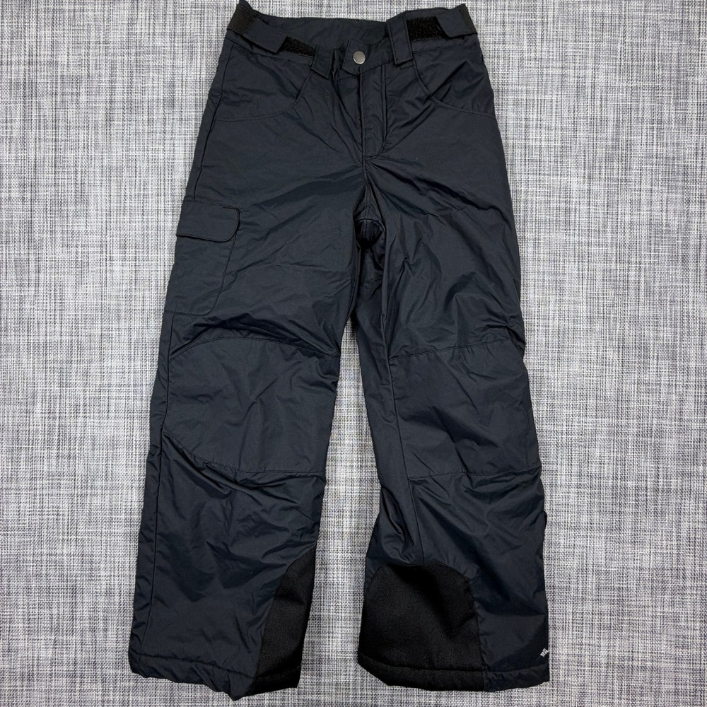 Columbia Girls Snow Ski Pants S 7/8 Black Insulated Cargo Adjustable Waist Nylon